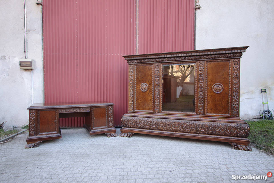 Gabinet NEORENESANS 1920 biurko biblioteka fotel Wrocław sprzedam