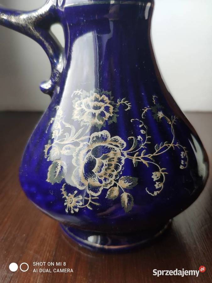 Stary porcelanowy kobaltowy wazon dzbanek