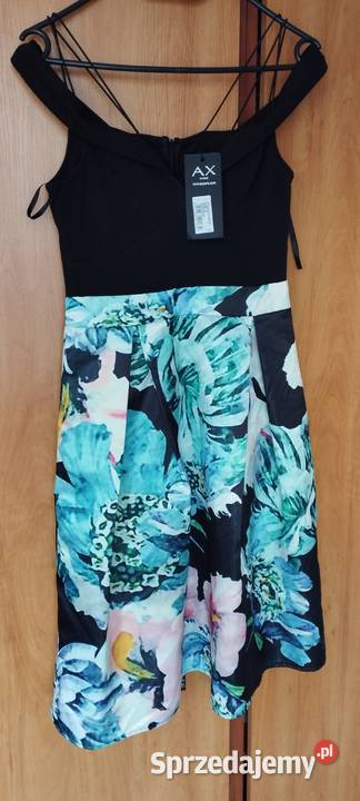 sukienka Black Floral Printed Skater Dress AX Zamość