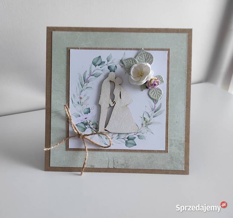Kartka ręcznie robiona na Ślub handmade łódzkie
