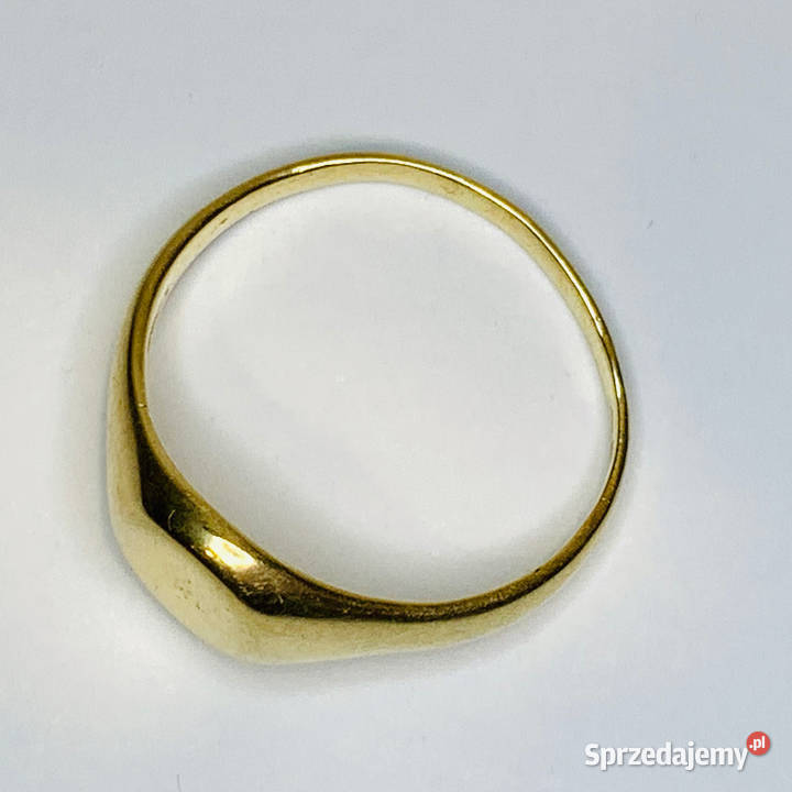 Złoty SYGNET damski 14K SUBTELNY gładki TOP r15