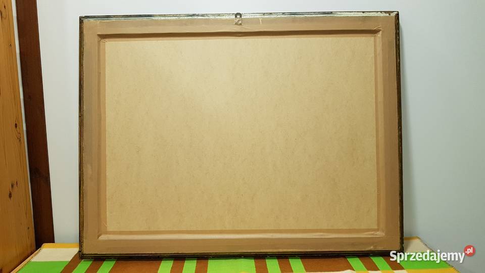 Stary duży obraz akwarela sygnowana Cz Dąbrowa Górnicza