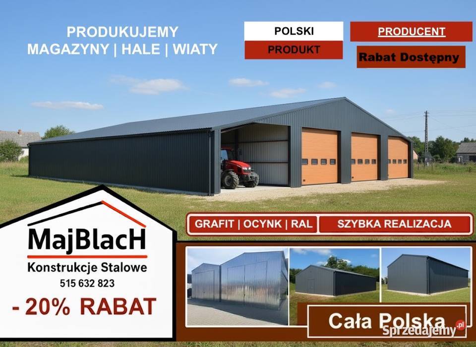 A103 Duży Dwuspadowy Garaż Blaszany Grafitowy Tarnobrzeg