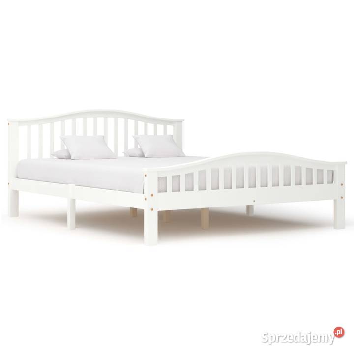 vidaXL Rama łóżka, biała, lite drewno sosnowe  283326