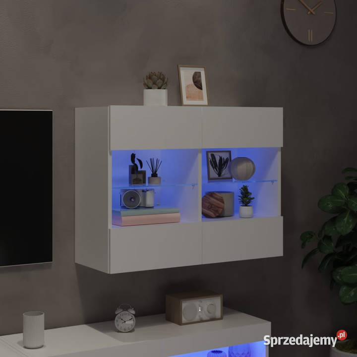 Ścienna szafka TV z LED biała 785x30x605 Warszawa
