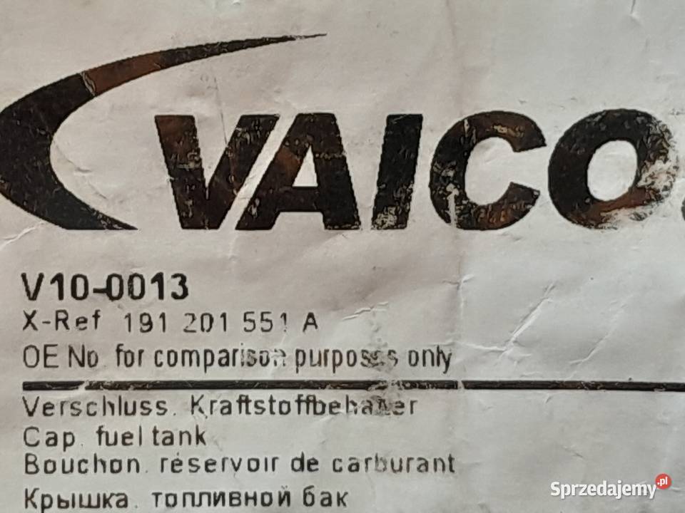 Vaico V100013 korek wlewu paliwa nowy outlet osobowe śląskie Dąbrowa Górnicza sprzedam