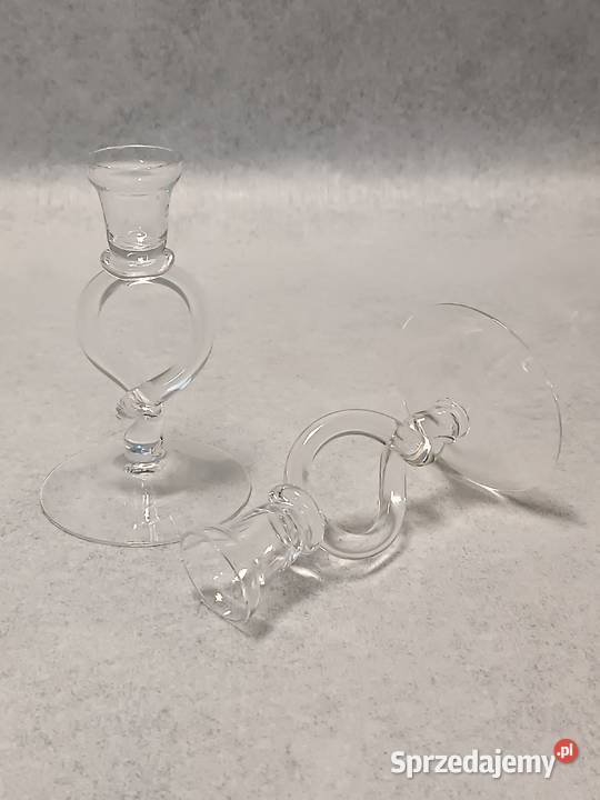 Szklany Świecznik Przezroczysty Para Świeczników Zakopane