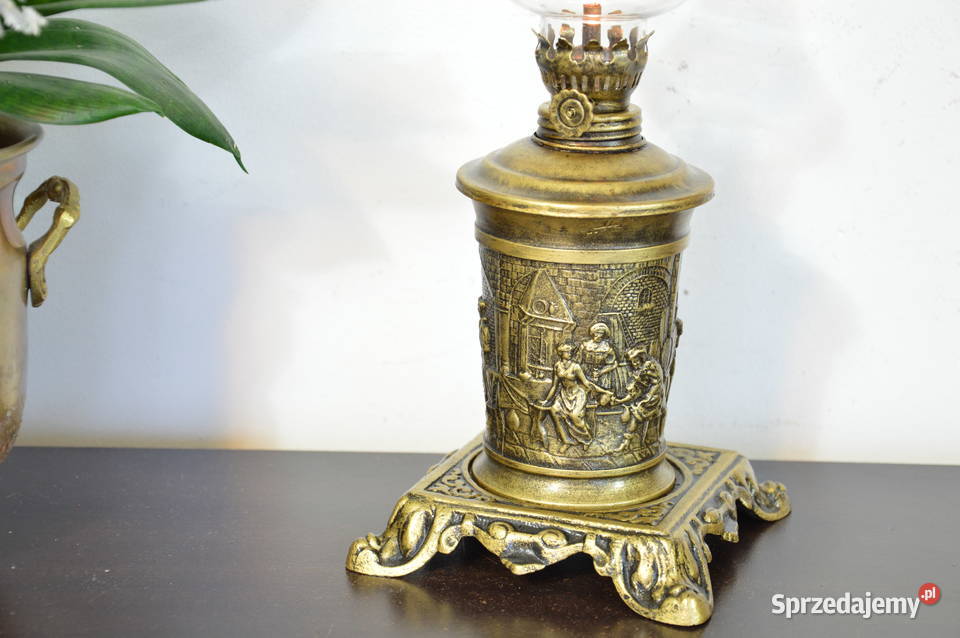 piękna cynowa LAMPA NAFTOWA stara Jastrzębie-Zdrój