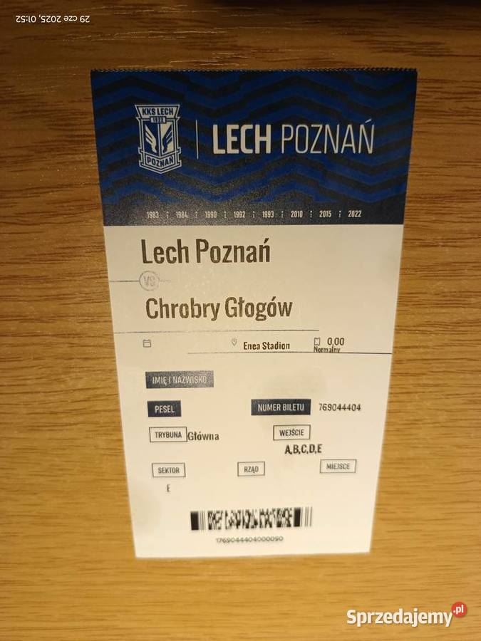 Kolekcjonerskie bilety meczowe piłkarskie Wronki sprzedam