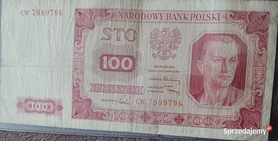 100 złotych Robotnik 1VII1948 r seria CW Konin
