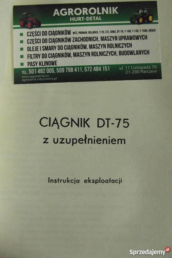 Instrukcja eksploatacji DT 75 Parczew