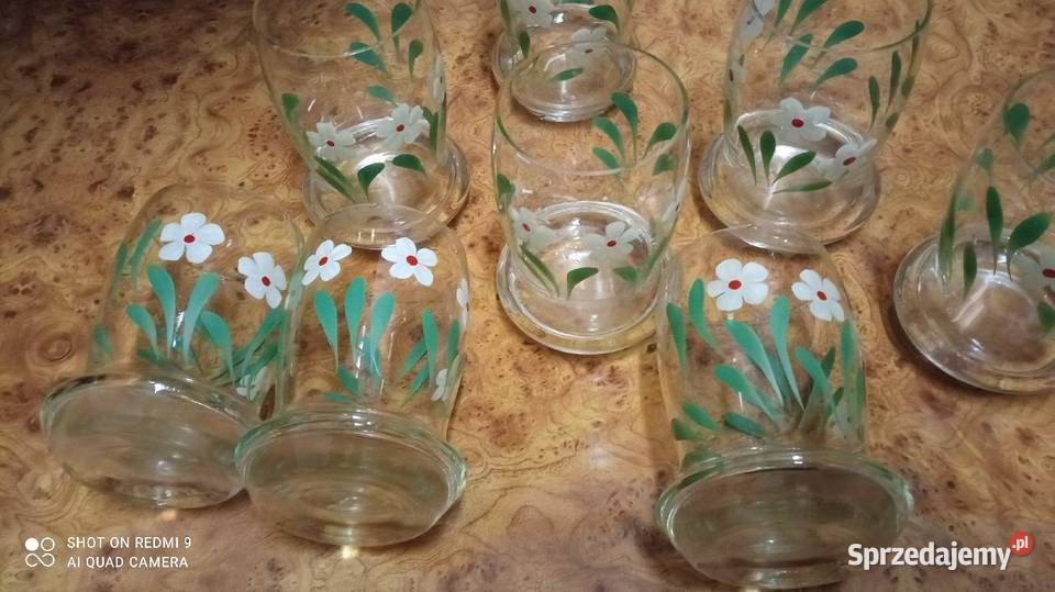 Szklanki ręcznie malowane z lat PRL sprzedam Wrocław sprzedam