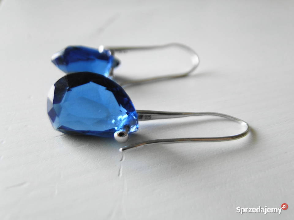 Kolczyki srebro i błękitne kryształki Zegarki i Biżuteria Warszawa sprzedam