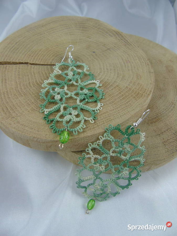 Kolczyki frywolitkowe różne wzory i kolory Wiśniowa