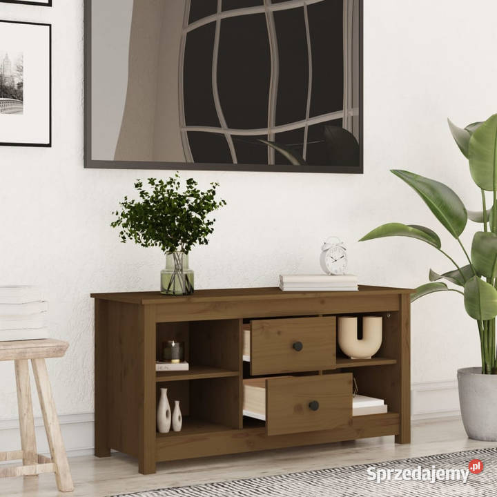 Szafka pod TV miodowy brąz 103x365x52 drewno Warszawa