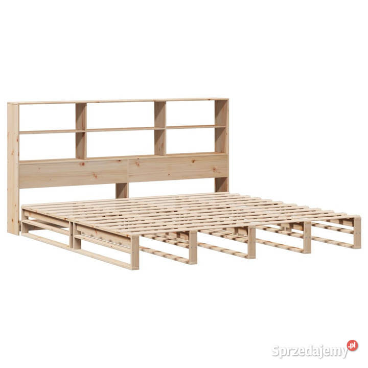Łóżko z regałem bez materaca lite drewno 180x200