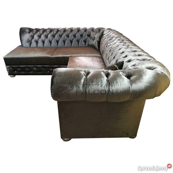 Pikowany narożnik Chesterfield Classic Comfort pomarańczowy Łóżka, wersalki i sofy Warszawa