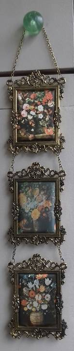 Piękne potrójne obrazki w mosiężnych ramkach mazowieckie Warszawa