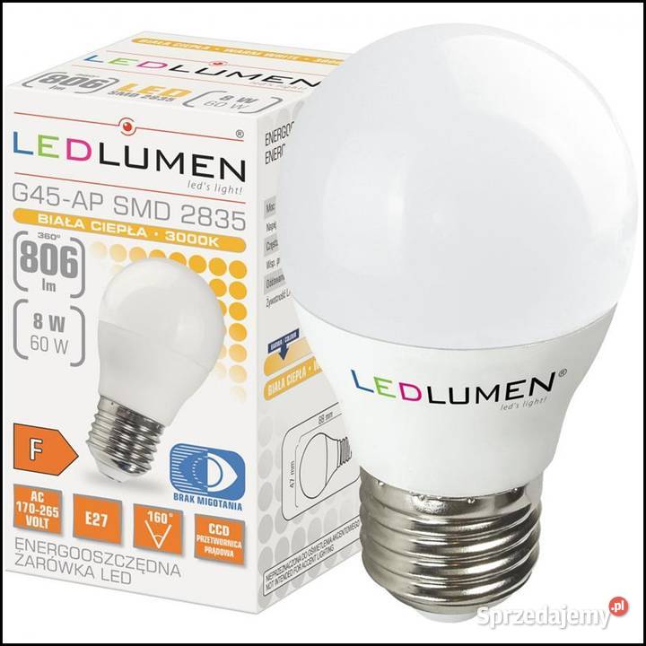 Żarówka LED LEDLUMEN E27 8W 60W 806lm ciepła