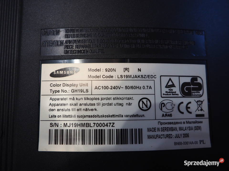 Monitor Samsung 19 Monitory i projektory dolnośląskie Leśna