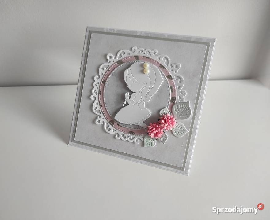 Kartka ręcznie robiona Komunia Święta handmade Łódź