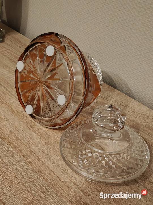 Śliczna duża bombonierka kryształowa Tychy
