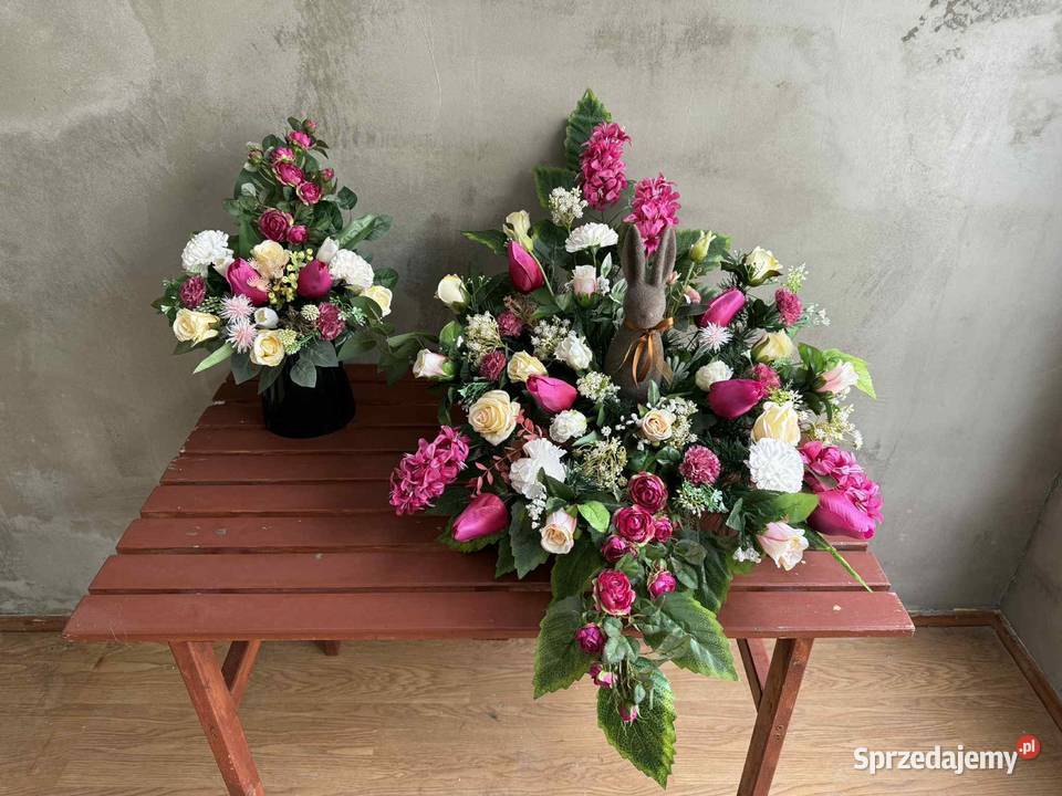 Kompozycja stroik komplet wiązanka kwiaty na Sztuczne kwiaty i owoce Dębica