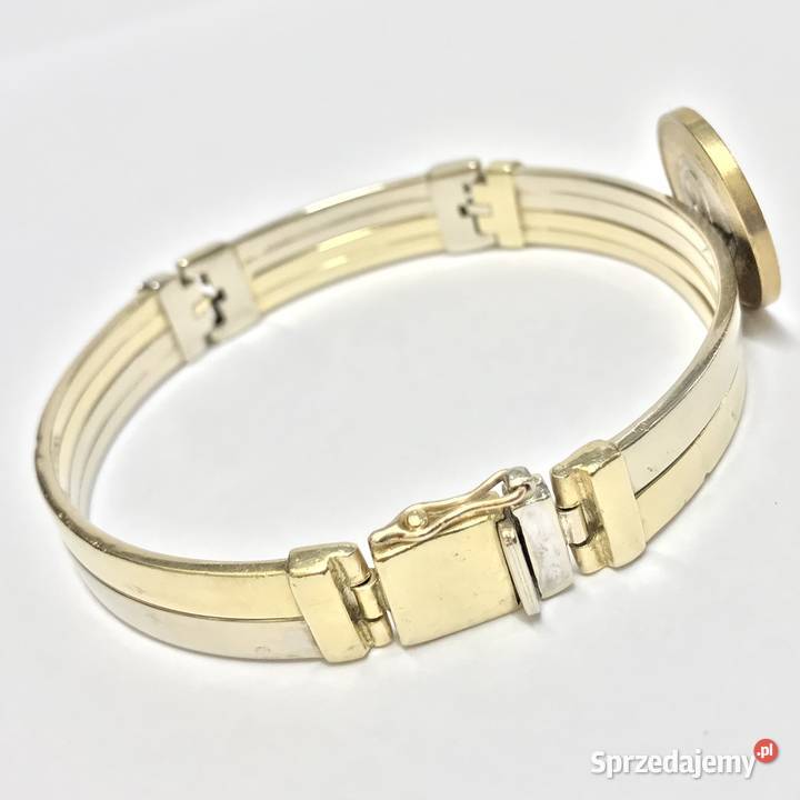 Złota BRANSOLETKA męska 14K SZTYWNA zdobiona CUD złote Warszawa