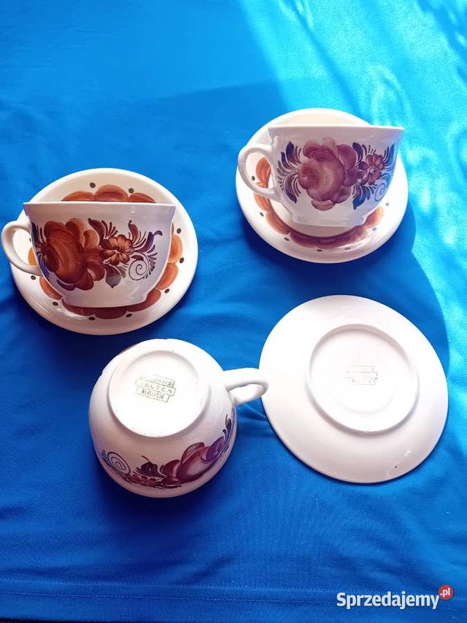Zestaw 3 fajansowych ręcznie malowanych Koźminek