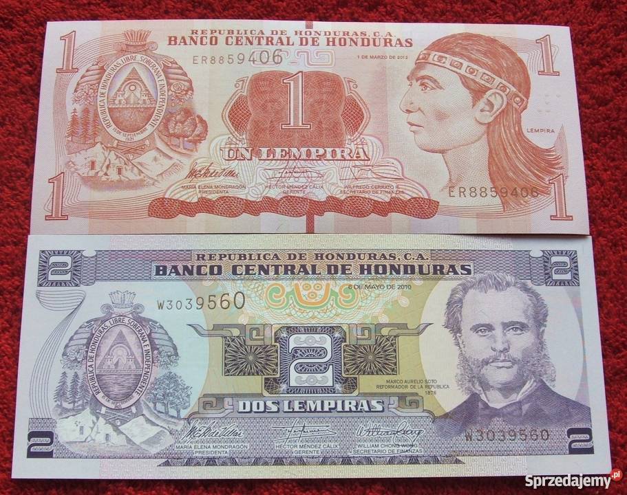 HONDURAS Kolekcjonerskie Banknoty Zestaw - 2 sztuki UNC