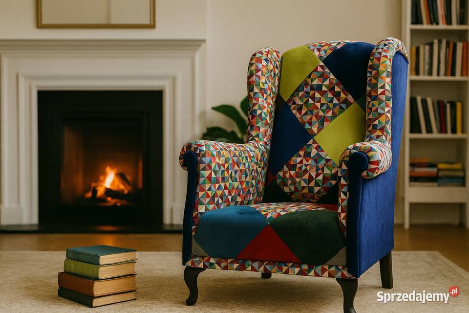Fotel Uszak Designerski Wypoczynkowy Patchwork Fotele Meble Kazimierz Biskupi sprzedam