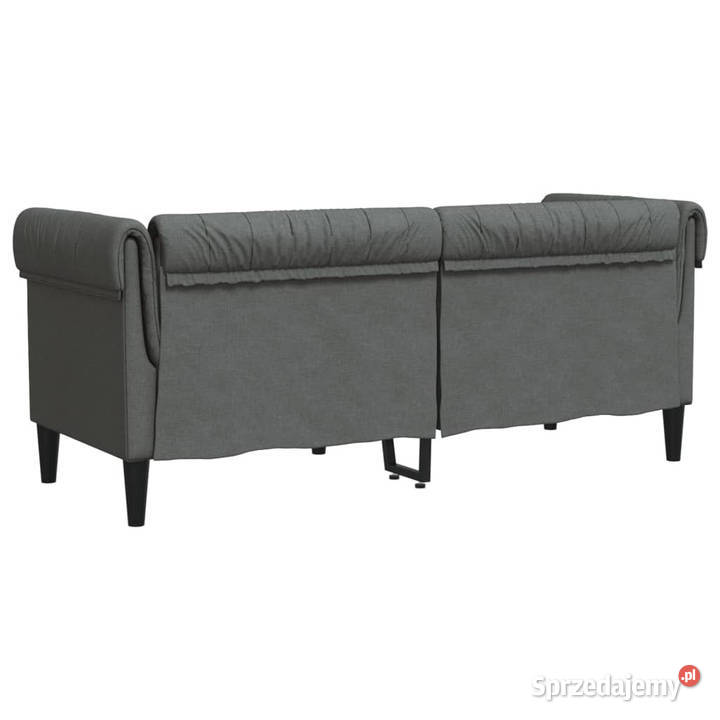 Sofa Chesterfield dwuosobowa ciemnoszara obita