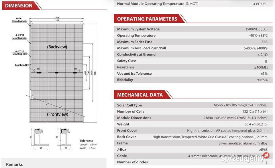 Paleta 33 Panel PV Jetion 700W HJT Bifacial Dual