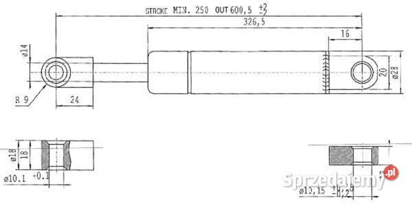 Sprężyna gazowa L6005 mm 1300N Stabilus CA085596 Kamionna