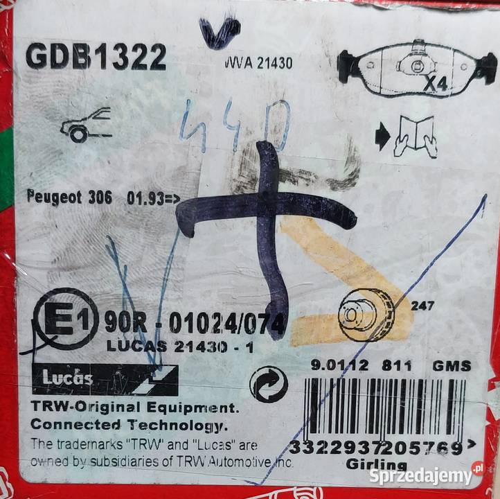 TRW KLOCKI HAMULCOWE PRZÓD CITROEN SAXO PEUGEOT Motoryzacja Mielęcin