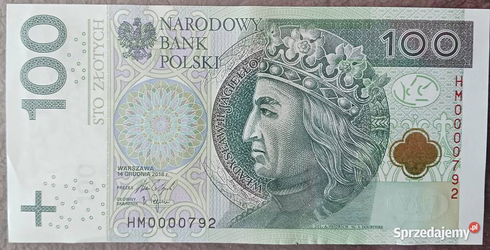 100 Władysław Jagiełło 2018 r niski numer HM