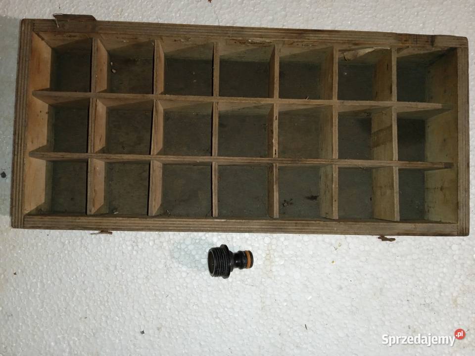 Stare drewniane pudełko z przegrodami Pozostałe Łódź