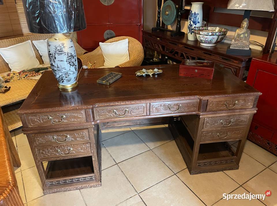 Duże biurko orientalne z litego drewna masywne Biurka Raszyn