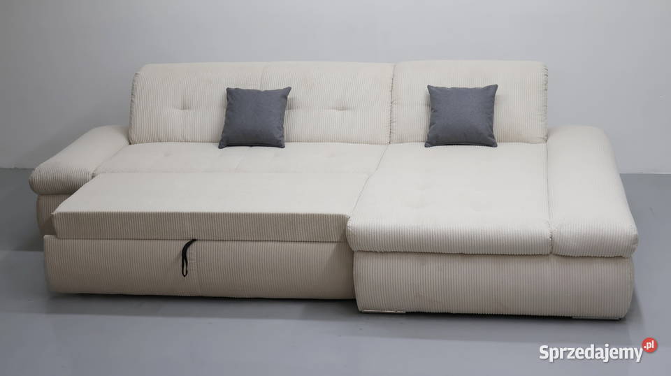 TIL Narożnik z funkcją spania beżowa tkania Narożniki Dom i Ogród Poznań