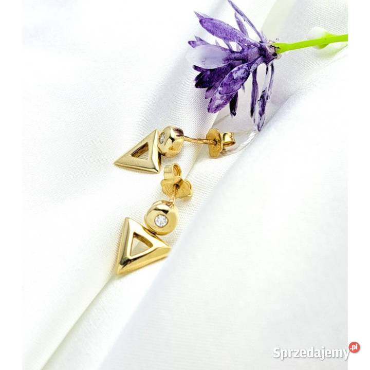 Kolczyki Złote pr585 Trójkąty na sztyftach Z167 Poznań