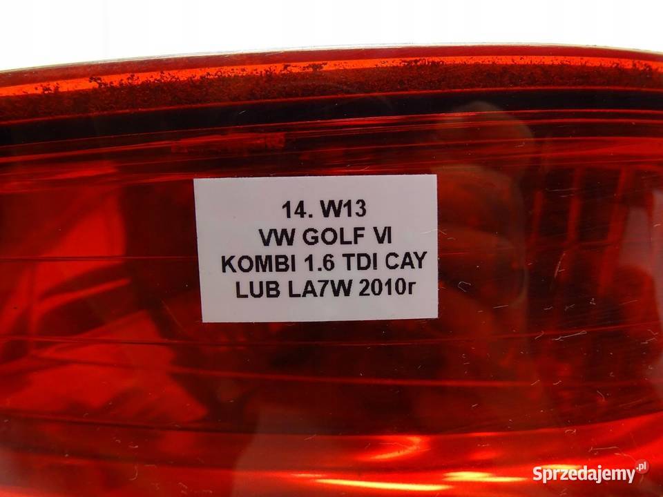 LAMPA PRAWA PRAWY TYŁ TYLNA W BŁOTNIK VW GOLF VI