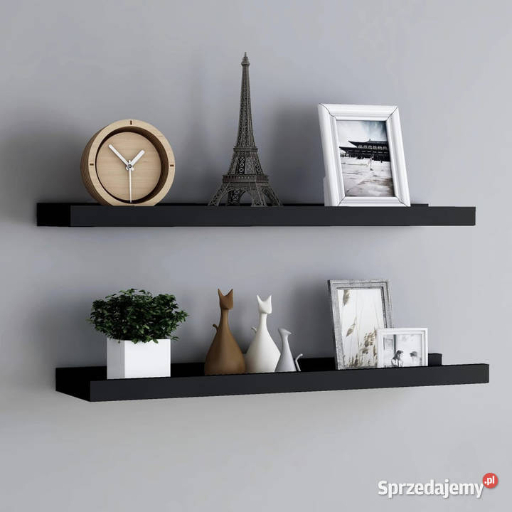 Półki ścienne na zdjęcia 2 czarne 80x9x3 MDF Warszawa