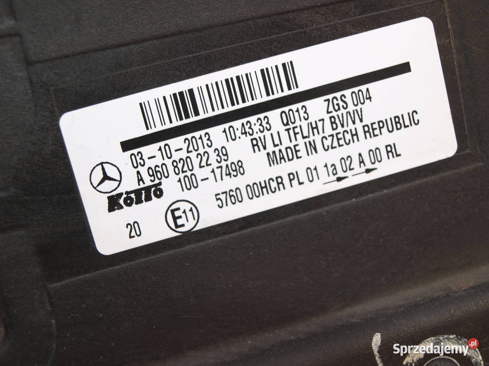 Mercedes Antos lampa lewa przód zwykła 2013 lewe Kalisz