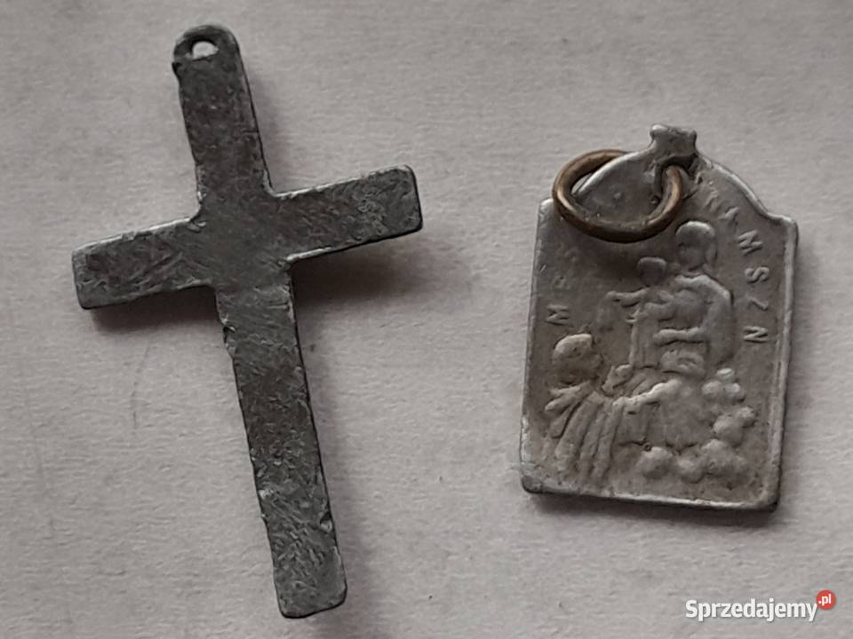 Stare zawieszki dewocjonalia medalik i krzyżyk Dąbrowa Górnicza