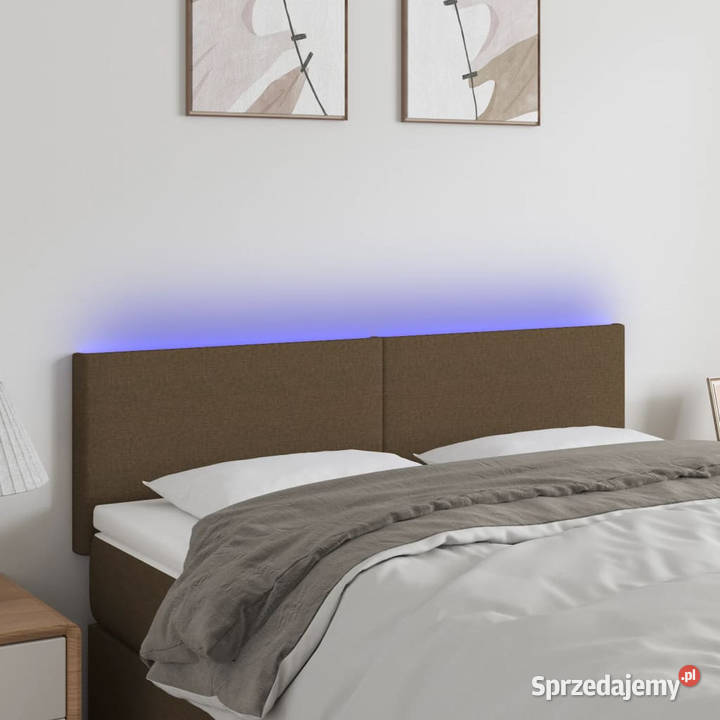 Zagłówek do łóżka z LED ciemnobrązowy 144x5x7888 Ramy i stelaże Warszawa