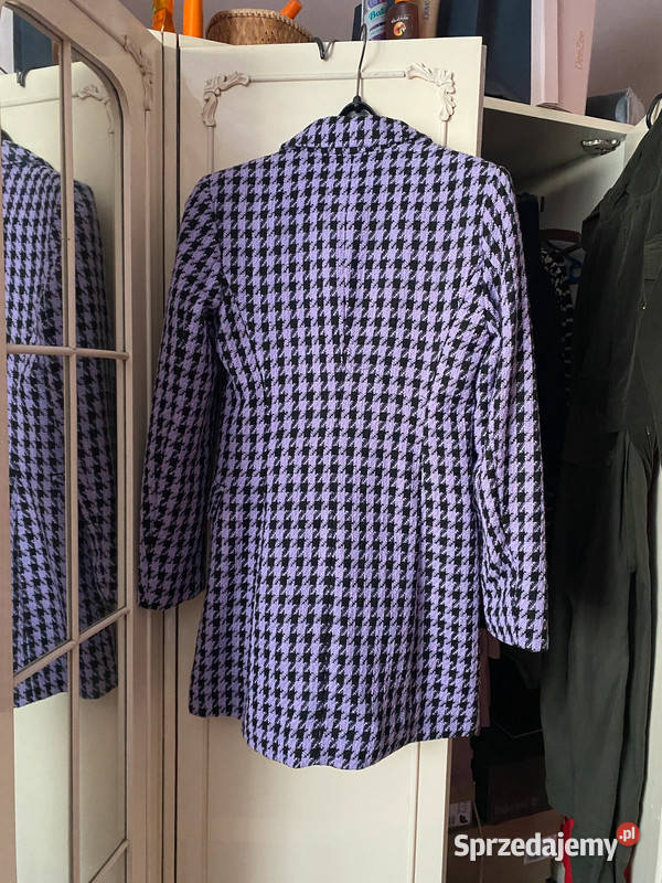 Marynarka płaszcz Stradivarius w pepitkę liliowa Kraków