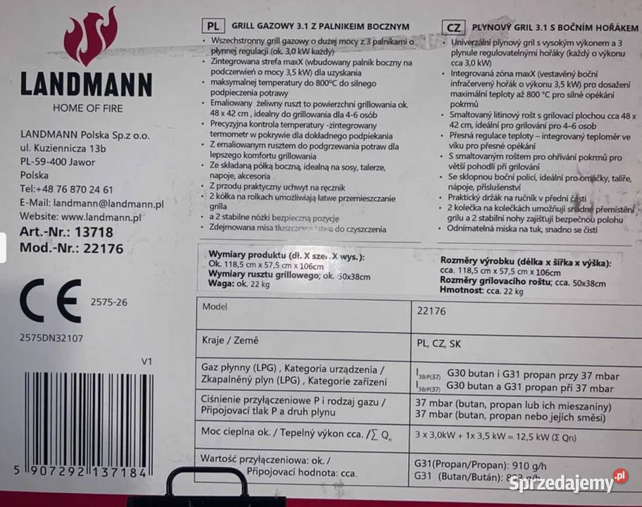 Grill gazowy Landman 31 NOWY Gwarancja Grodziec sprzedam