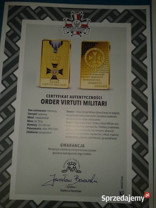 order VIRTUTI MILITARIsztaba plater złotem Skiereszewo