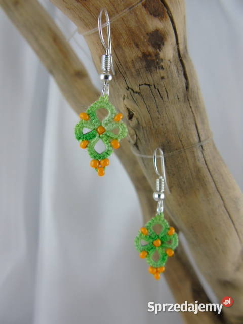 Kolczyki frywolitkowe różne wzory i kolory Wiśniowa