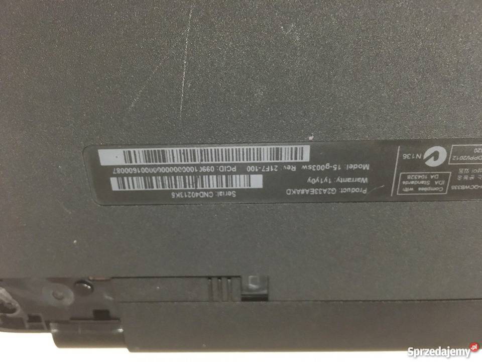 Laptop HP model 15G003Sw uszkodzona bateria Katowice